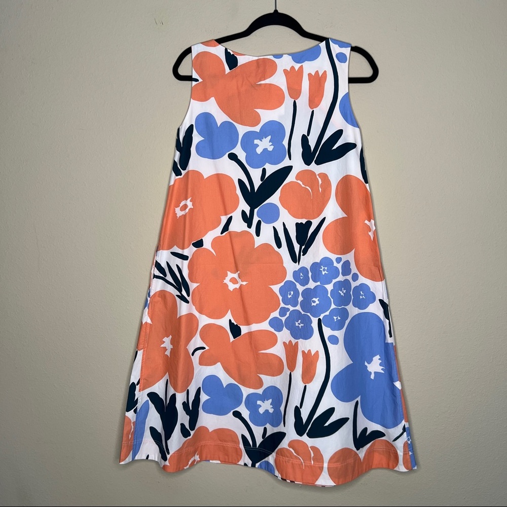 MARIMEKKO x UNIQLO Sleeveless A-Line Dress - Coral & Blue Floral - Sz XXS - Picture 6 of 10